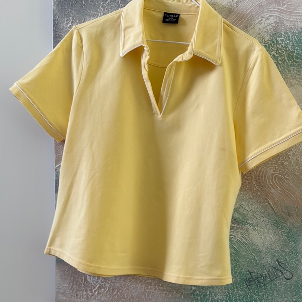 Tribal Light Yellow Short Sleeve Top